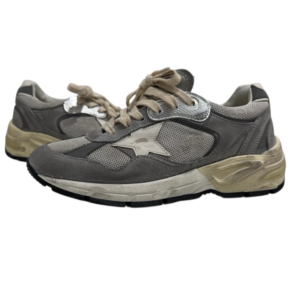 Golden Goose Women's Running Dad-Star Sneaker Suede Silver Mesh BNIB - Picture 2 of 14